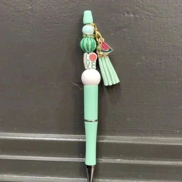 Two Summertime watermelon pens with tassel and charm - Picture 2 of 2